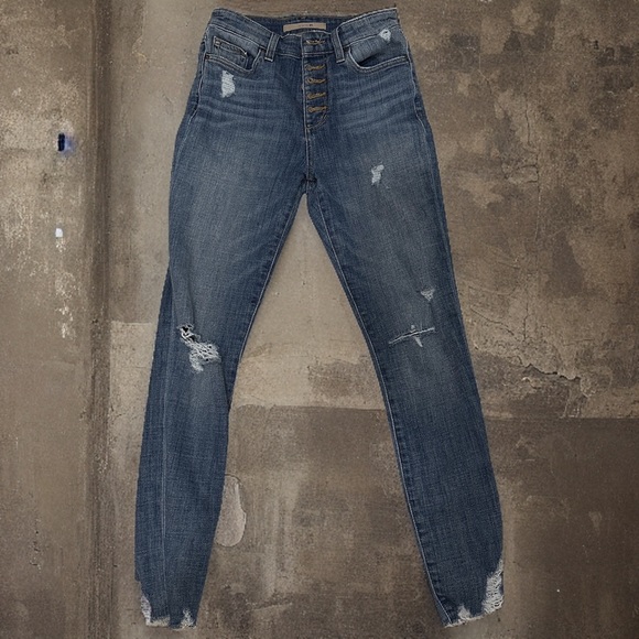 Joes Jeans Hi-Rise Stretchy Distressed Skinny Jeans with Chewed Ankle - Picture 2 of 6